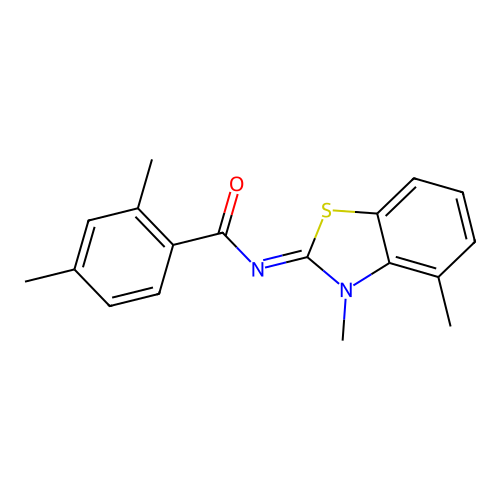 N-(3,4-dimethyl-1,3-benzothiazol-2-ylidene)-2,4-dimethylbenzamide structure