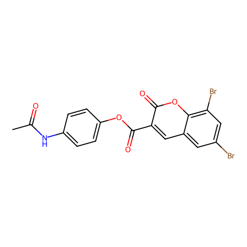 4-acetamidophenyl 6,8-dibromo-2-oxo-2H-chromene-3-carboxylate structure