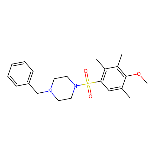 1-Benzyl-4-[(4-methoxy-2,3,5-trimethylphenyl)sulfonyl]piperazine structure