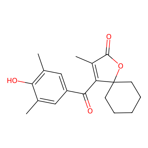 1-Oxaspiro(4.5)dec-3-en-2-one, 4-(3,5-dimethyl-4-hydroxybenzoyl)-3-methyl- structure