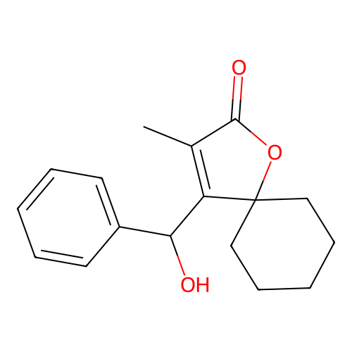 1-Oxaspiro(4.5)dec-3-en-2-one, 4-(hydroxyphenylmethyl)-3-methyl- structure