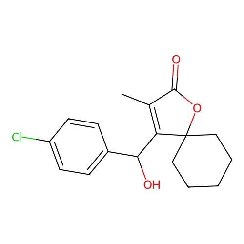 1-Oxaspiro(4.5)dec-3-en-2-one, 4-((4-chlorophenyl)hydroxymethyl)-3-methyl- structure