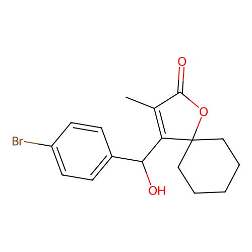 1-Oxaspiro(4.5)dec-3-en-2-one, 4-((4-bromophenyl)hydroxymethyl)-3-methyl- structure