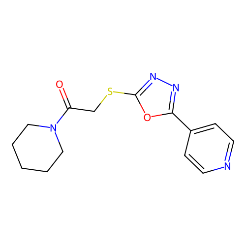 1-(Piperidin-1-yl)-2-((5-(pyridin-4-yl)-1,3,4-oxadiazol-2-yl)thio)ethanone structure