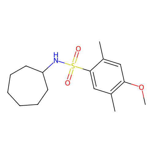 N-cycloheptyl-4-methoxy-2,5-dimethylbenzenesulfonamide structure