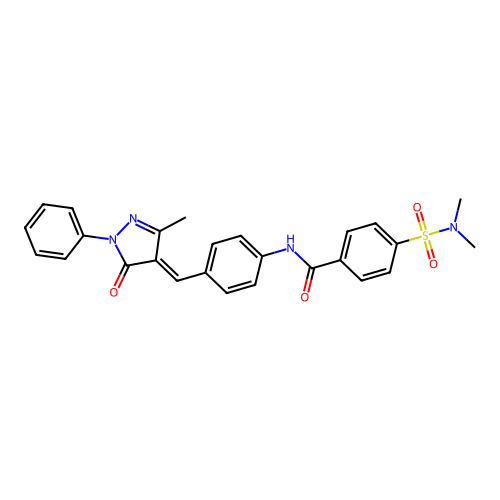 4-(dimethylsulfamoyl)-N-(4-{[(4Z)-3-methyl-5-oxo-1-phenyl-4,5-dihydro-1H-pyrazol-4-ylidene]methyl}phenyl)benzamide structure