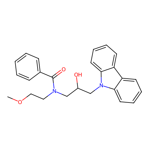 N-(3-carbazol-9-yl-2-hydroxypropyl)-N-(2-methoxyethyl)benzamide structure