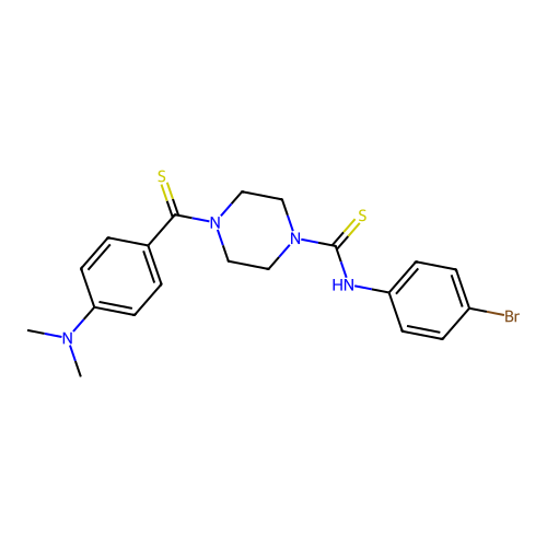 N-(4-bromophenyl)-4-[4-(dimethylamino)benzenecarbothioyl]piperazine-1-carbothioamide structure