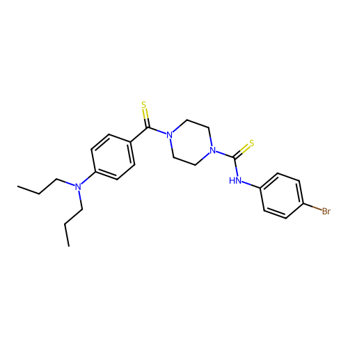 N-(4-bromophenyl)-4-[4-(dipropylamino)benzenecarbothioyl]piperazine-1-carbothioamide structure