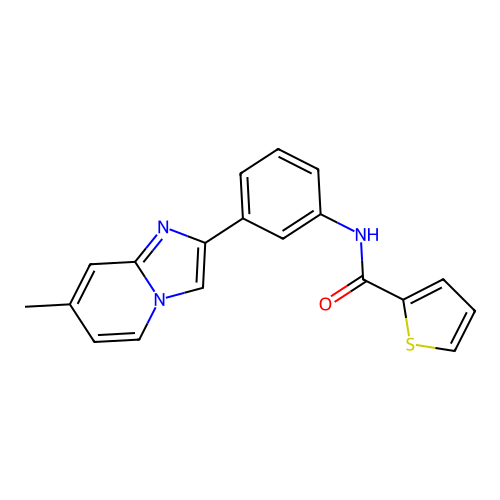 N-[3-(7-methyl-2-imidazo[1,2-a]pyridinyl)phenyl]-2-thiophenecarboxamide structure