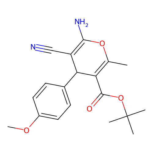 tert-butyl 6-amino-5-cyano-4-(4-methoxyphenyl)-2-methyl-4H-pyran-3-carboxylate structure
