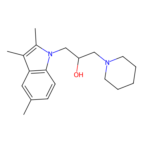 1-(piperidin-1-yl)-3-(2,3,5-trimethyl-1H-indol-1-yl)propan-2-ol structure