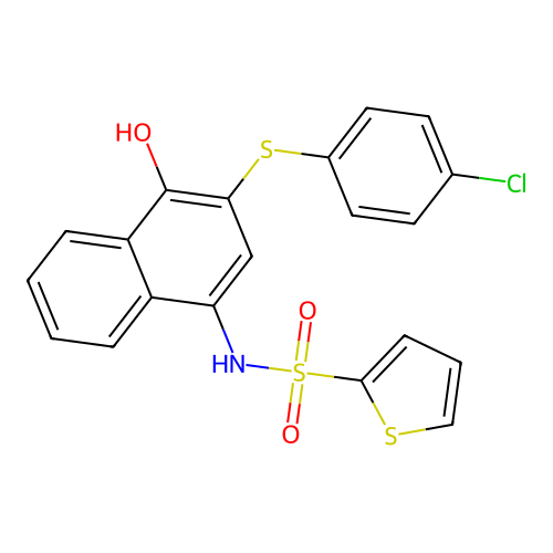 N-[3-(4-chlorophenyl)sulfanyl-4-hydroxynaphthalen-1-yl]thiophene-2-sulfonamide structure