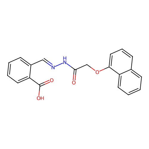 2-[(E)-[(2-naphthalen-1-yloxyacetyl)hydrazinylidene]methyl]benzoic acid structure