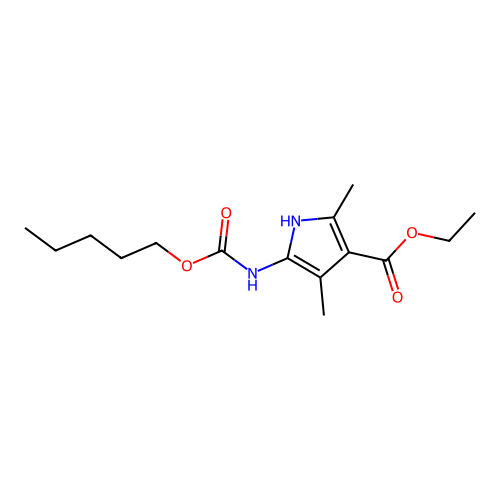 ethyl 2,4-dimethyl-5-(pentoxycarbonylamino)-1H-pyrrole-3-carboxylate structure