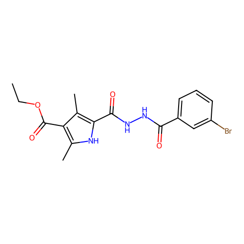 ethyl 5-[[(3-bromobenzoyl)amino]carbamoyl]-2,4-dimethyl-1H-pyrrole-3-carboxylate structure