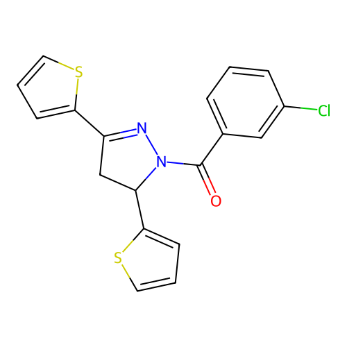 (3-Chlorophenyl)-(3,5-dithiophen-2-yl-3,4-dihydropyrazol-2-yl)methanone structure