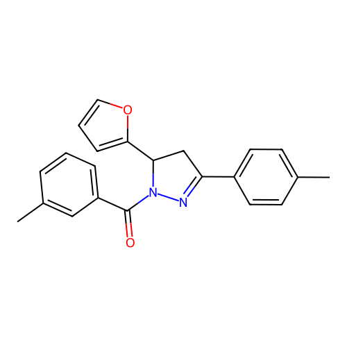 5-(furan-2-yl)-1-(3-methylbenzoyl)-3-(4-methylphenyl)-4,5-dihydro-1H-pyrazole structure