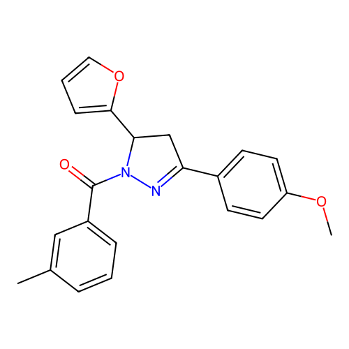 5-(furan-2-yl)-3-(4-methoxyphenyl)-1-(3-methylbenzoyl)-4,5-dihydro-1H-pyrazole structure