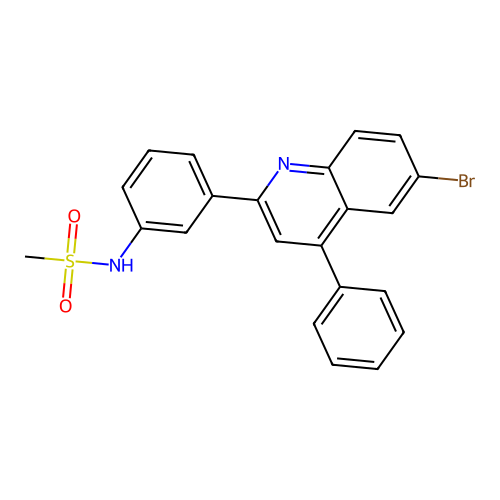 N-[3-(6-bromo-4-phenylquinolin-2-yl)phenyl]methanesulfonamide structure