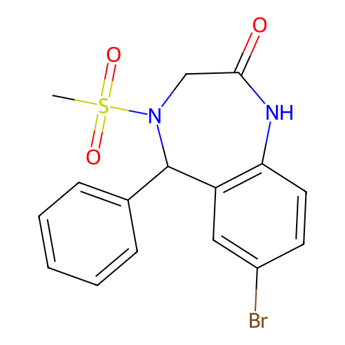 7-bromo-4-(methylsulfonyl)-5-phenyl-4,5-dihydro-1H-benzo[e][1,4]diazepin-2(3H)-one structure