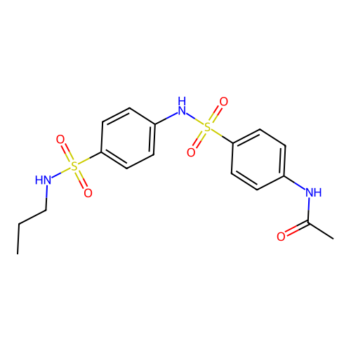 N-(4-{[4-(propylsulfamoyl)phenyl]sulfamoyl}phenyl)acetamide structure