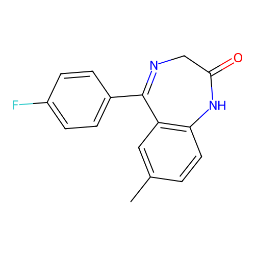 5-(4-Fluorophenyl)-7-methyl-1,3-dihydro-1,4-benzodiazepin-2-one structure