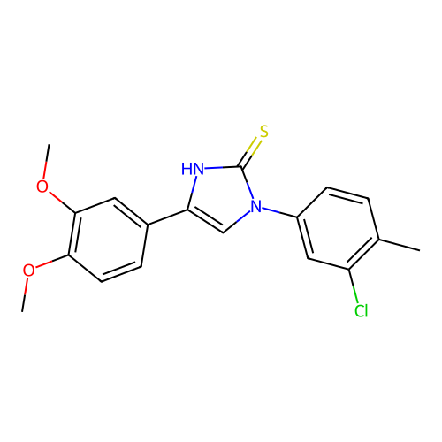 3-(3-chloro-4-methylphenyl)-5-(3,4-dimethoxyphenyl)-1H-imidazole-2-thione structure
