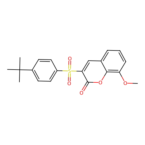 3-[(4-tert-butylphenyl)sulfonyl]-8-methoxy-2H-chromen-2-one structure