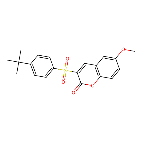 3-(4-tert-butylbenzenesulfonyl)-6-methoxy-2H-chromen-2-one structure