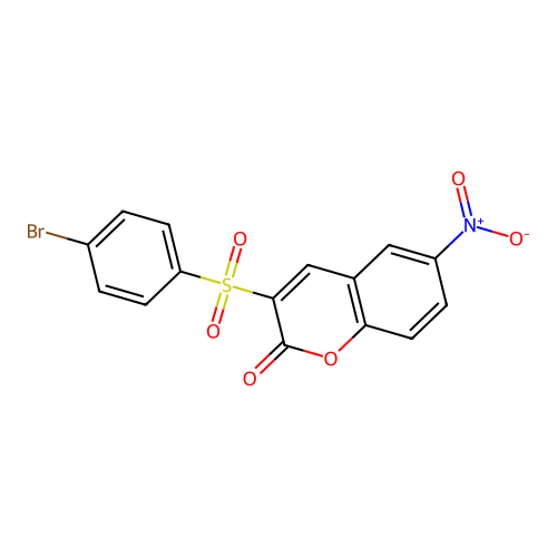 3-[(4-bromophenyl)sulfonyl]-6-nitro-2H-chromen-2-one structure
