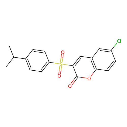 6-chloro-3-[4-(propan-2-yl)benzenesulfonyl]-2H-chromen-2-one structure