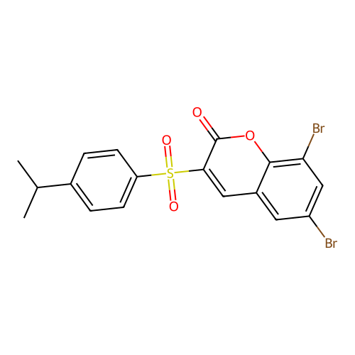 6,8-dibromo-3-[(4-isopropylphenyl)sulfonyl]-2H-chromen-2-one structure