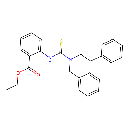 Ethyl 2-(3-benzyl-3-phenethylthioureido)benzoate structure