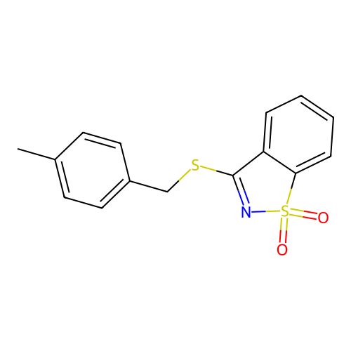 3-((4-Methylbenzyl)thio)benzo[d]isothiazole 1,1-dioxide structure