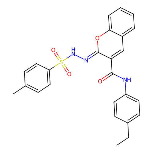 (Z)-N-(4-ethylphenyl)-2-(2-tosylhydrazono)-2H-chromene-3-carboxamide structure