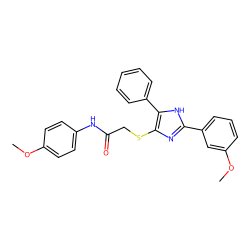 N-(4-METHOXYPHENYL)-2-{[2-(3-METHOXYPHENYL)-5-PHENYL-1H-IMIDAZOL-4-YL]SULFANYL}ACETAMIDE structure