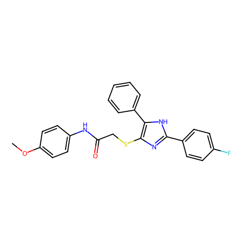 2-{[2-(4-fluorophenyl)-5-phenyl-1H-imidazol-4-yl]sulfanyl}-N-(4-methoxyphenyl)acetamide structure