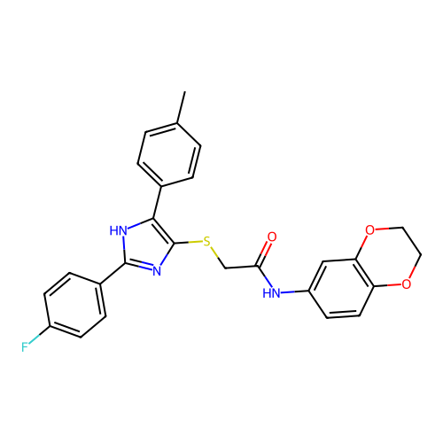 N-(2,3-dihydro-1,4-benzodioxin-6-yl)-2-{[2-(4-fluorophenyl)-5-(4-methylphenyl)-1H-imidazol-4-yl]sulfanyl}acetamide structure
