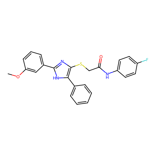 N-(4-FLUOROPHENYL)-2-{[2-(3-METHOXYPHENYL)-5-PHENYL-1H-IMIDAZOL-4-YL]SULFANYL}ACETAMIDE structure