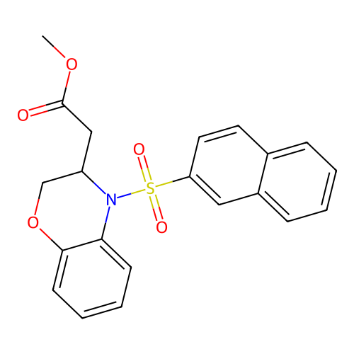 methyl 2-[4-(2-naphthylsulfonyl)-3,4-dihydro-2H-1,4-benzoxazin-3-yl]acetate structure