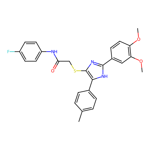 2-{[2-(3,4-DIMETHOXYPHENYL)-5-(4-METHYLPHENYL)-1H-IMIDAZOL-4-YL]SULFANYL}-N-(4-FLUOROPHENYL)ACETAMIDE structure