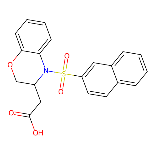 2-[4-(2-naphthylsulfonyl)-3,4-dihydro-2H-1,4-benzoxazin-3-yl]acetic acid structure