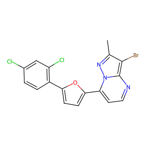 3-Bromo-7-[5-(2,4-dichlorophenyl)-2-furyl]-2-methylpyrazolo[1,5-a]pyrimidine structure