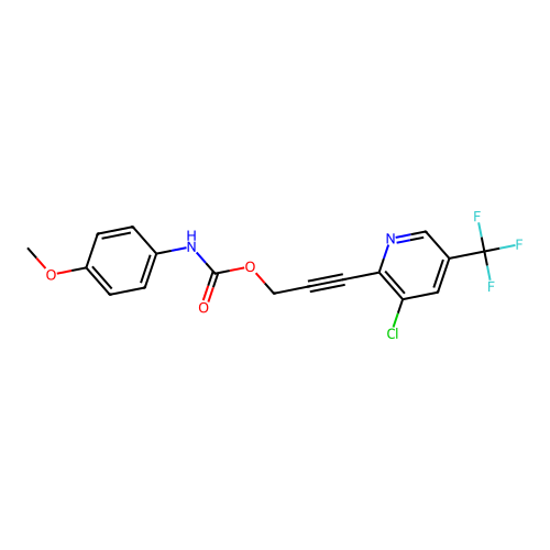 3-[3-chloro-5-(trifluoromethyl)-2-pyridinyl]-2-propynyl N-(4-methoxyphenyl)carbamate structure