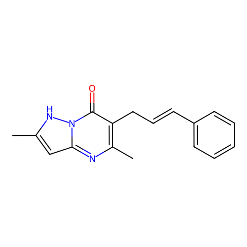 2,5-dimethyl-6-(3-phenylprop-2-en-1-yl)-1H,7H-pyrazolo[1,5-a]pyrimidin-7-one structure