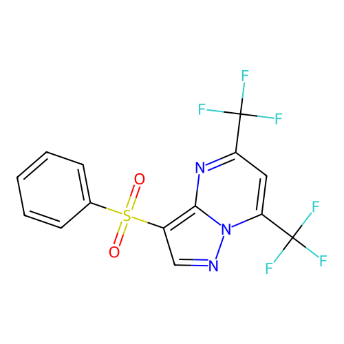 3-(Phenylsulfonyl)-5,7-bis(trifluoromethyl)pyrazolo[1,5-a]pyrimidine structure