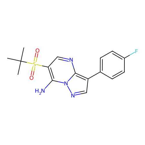 6-(Tert-butylsulfonyl)-3-(4-fluorophenyl)pyrazolo[1,5-a]pyrimidin-7-ylamine structure