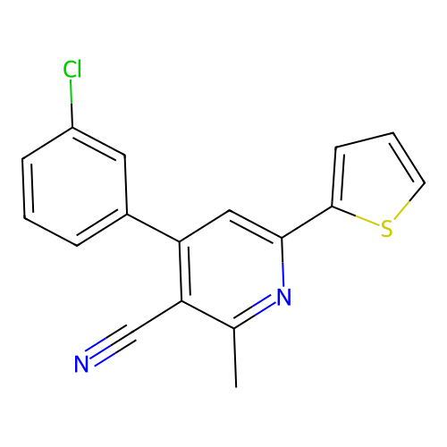 4-(3-Chlorophenyl)-2-methyl-6-(2-thienyl)nicotinonitrile structure