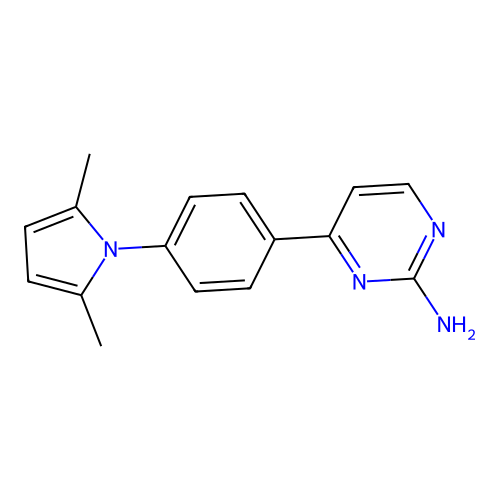 4-[4-(2,5-dimethyl-1H-pyrrol-1-yl)phenyl]-2-pyrimidinamine structure